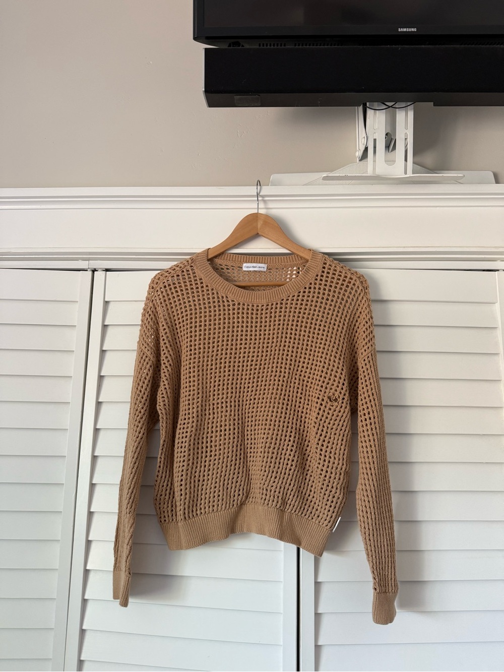 Calvin Klein Open-Knit Crewneck Sweater
